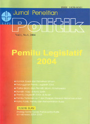 Jurnal Penelitian Politik Vol. 1 No. 1 Tahun 2004